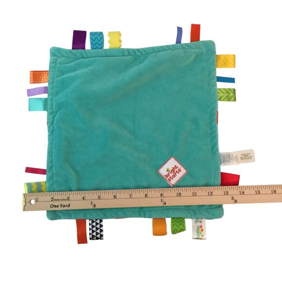 Bright Starts Taggies Teal Squares Lovey 12" Teether Baby Security Blanket - Picture 5 of 7